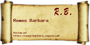 Remes Barbara névjegykártya